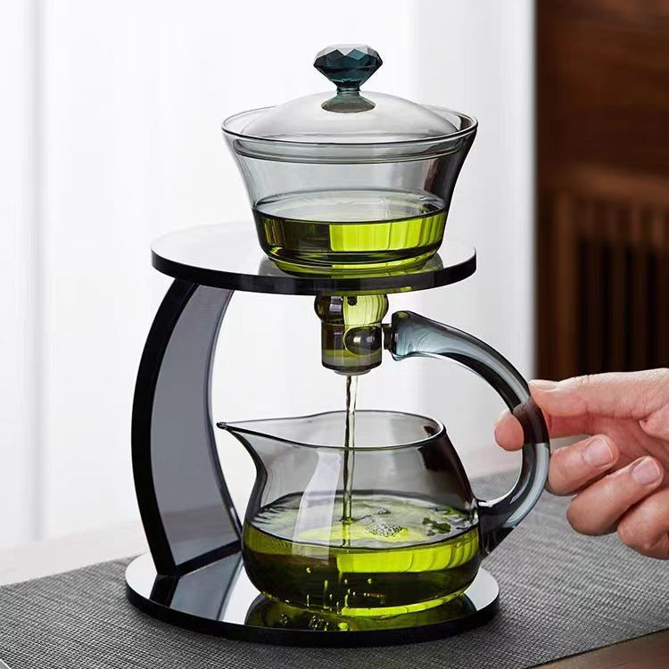 Semi-automatic teapot and tea set, Sky Mirror lazy tea set, deluxe magnetic tea maker for home use.
