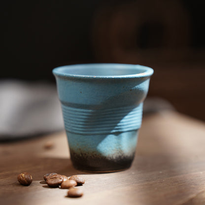90ml espresso cup cross-border creative retro stoneware hand-kneaded wrinkled cup latte cup medieval ceramic tea cup