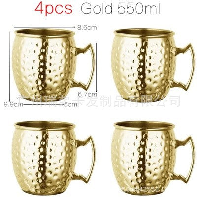 Cross-border hot selling Moscow cup mule cup 304 stainless steel copper-plated hammer point cup bare body cup wine glass cocktail cup
