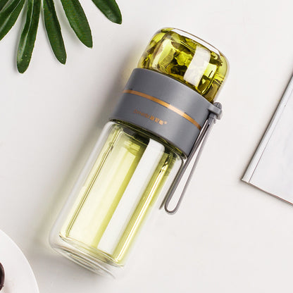 New tea and water separation glass double-layer men's water cup girls portable office tea cup personal tea brewing cup