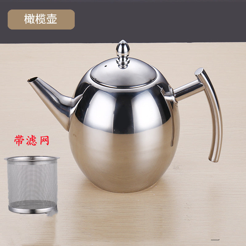 Stainless steel teapot, commercial kettle, catering teapot with filter, restaurant and hotel teapot.