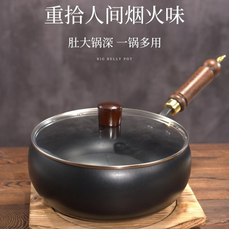 Zhangqiu iron pot big belly pot pure hand-forged small frying pan mini small iron pot uncoated non-stick household cooking pot