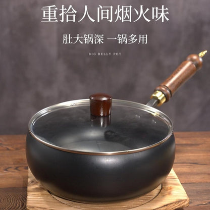 Zhangqiu iron pot big belly pot pure hand-forged small frying pan mini small iron pot uncoated non-stick household cooking pot
