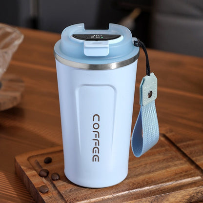 Simple style pure color 304 stainless steel thermos cup intelligent display temperature coffee cup car portable wholesale logo