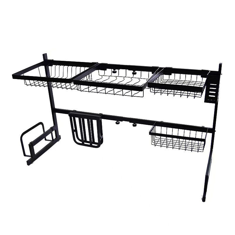 Cross-border same style telescopic kitchen sink black storage rack stainless steel drain rack knife rack dish washing storage rack