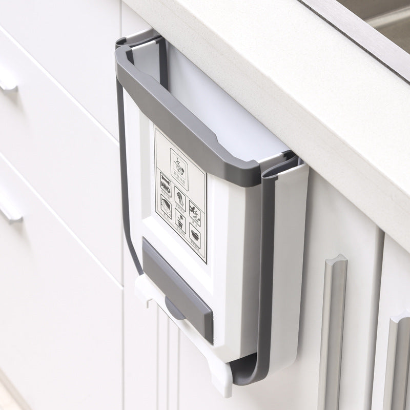 Household cabinet door hanging trash can kitchen folding trash can car creative plastic wastebasket tube factory direct sales