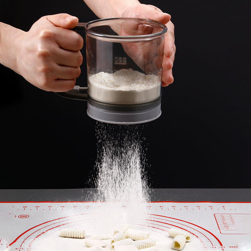 Flour sieve handheld semi-automatic flour filtering artifact baking special sieve home kitchen ultra-fine filter cup net