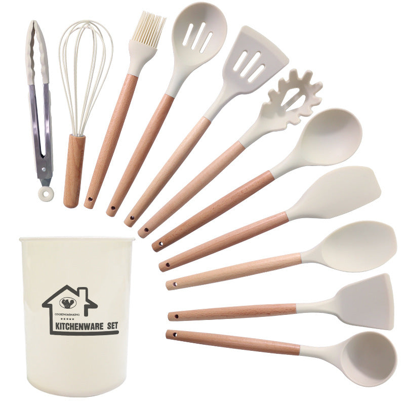 Silicone kitchenware set 12 pieces silicone spatula soup spoon non-stick food grade silicone spatula household kitchenware wholesale