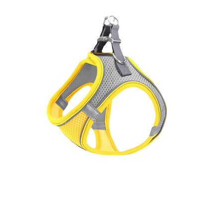 New vest-style pet leash nylon mesh dog harness set, reflective for dogs, available for wholesale.