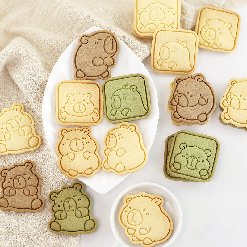 Capybara cartoon cookie cutter, household 3D pressing and cutting mold, fondant baking tool