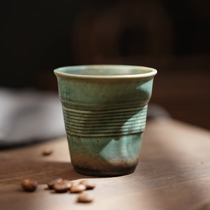 90ml espresso cup cross-border creative retro stoneware hand-kneaded wrinkled cup latte cup medieval ceramic tea cup