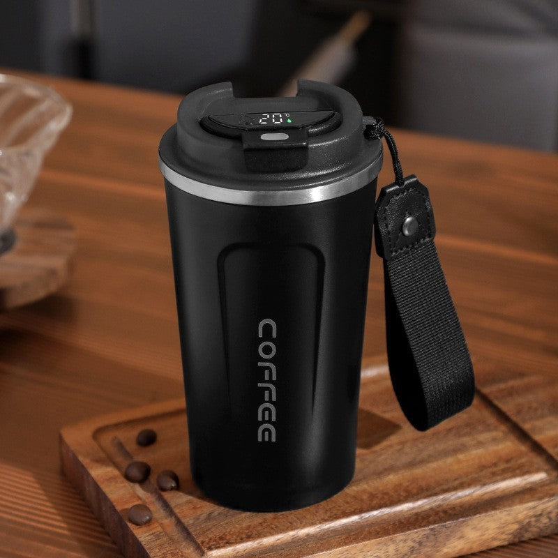 Simple style pure color 304 stainless steel thermos cup intelligent display temperature coffee cup car portable wholesale logo