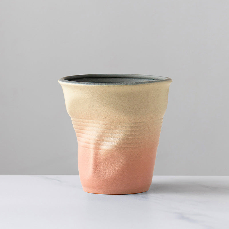 90ml espresso cup cross-border creative retro stoneware hand-kneaded wrinkled cup latte cup medieval ceramic tea cup