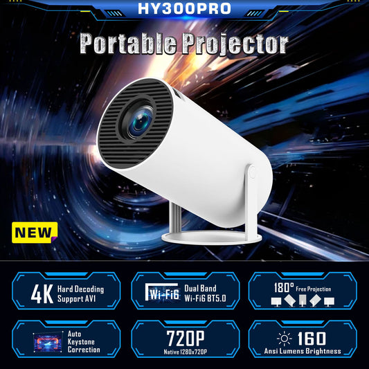 HY300pro cross-border mini projector HD smart portable camping home hot-selling 5G projector