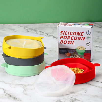 Silicone popcorn bucket with handle silicone popcorn bowl microwave oven foldable popcorn bucket
