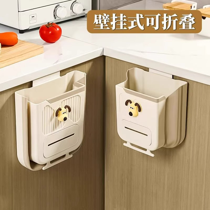 Wholesale plastic wall-mounted kitchen folding trash can no need to bend over multifunctional household large cabinet door storage bin