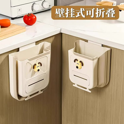 Wholesale plastic wall-mounted kitchen folding trash can no need to bend over multifunctional household large cabinet door storage bin