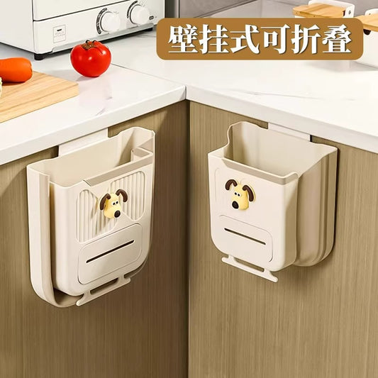 Wholesale plastic wall-mounted kitchen folding trash can no need to bend over multifunctional household large cabinet door storage bin