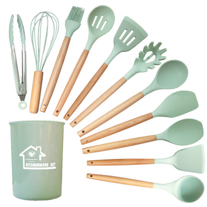 Silicone kitchenware set 12 pieces silicone spatula soup spoon non-stick food grade silicone spatula household kitchenware wholesale