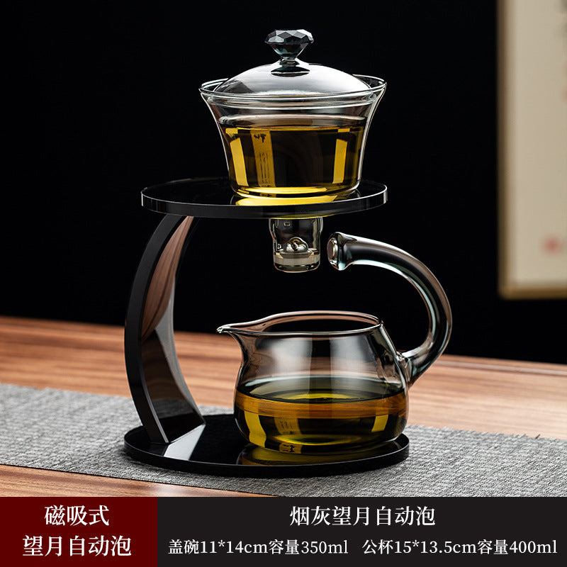 Semi-automatic teapot and tea set, Sky Mirror lazy tea set, deluxe magnetic tea maker for home use.