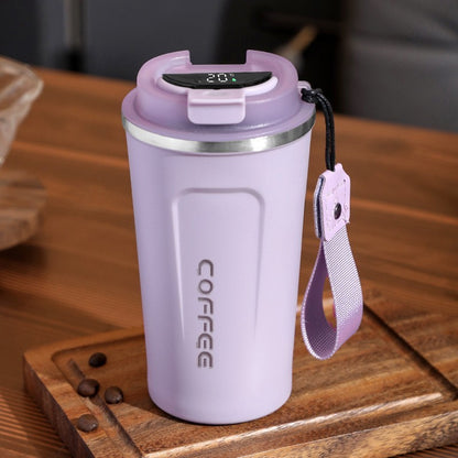 Simple style pure color 304 stainless steel thermos cup intelligent display temperature coffee cup car portable wholesale logo