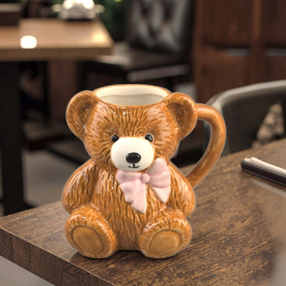 Premium selection of cross-border creative, high-value, cute teddy bear mugs, cartoon ceramic drinking cups, couple water cups, birthday cups.