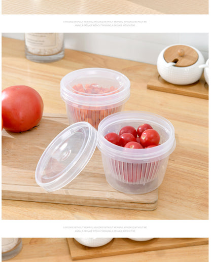 Japanese kitchen scallion fresh-keeping box, onion, ginger and garlic storage box, double-layer drainable refrigerator storage food fresh-keeping box