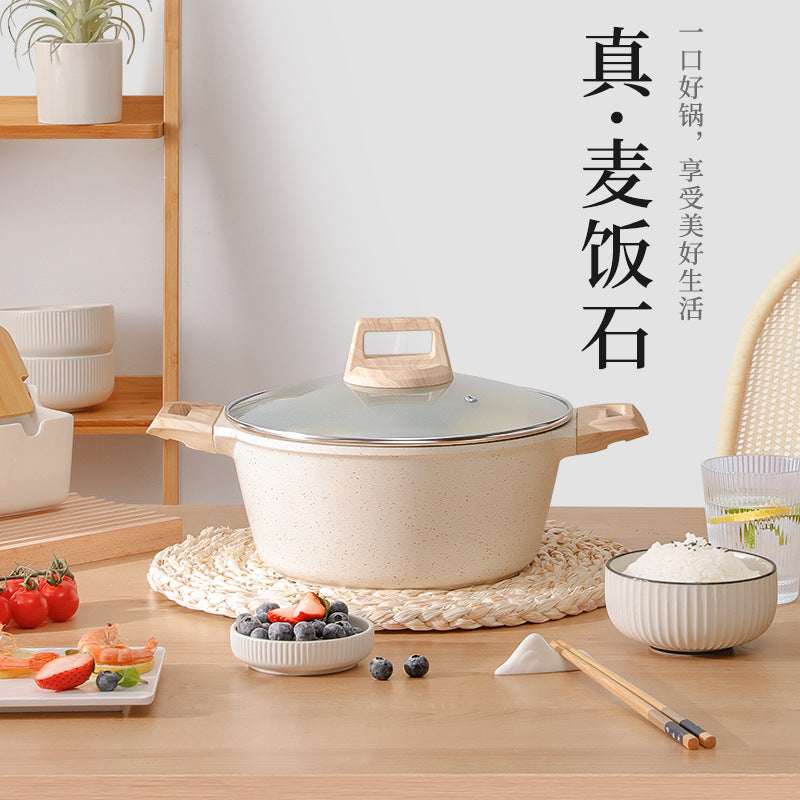 Maifan stone non-stick pot thickened large-capacity 4L double-bottomed soup pot household cooking pot stew pot porridge cooking noodle pot