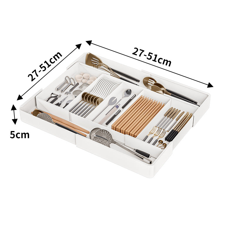 Kitchen drawer retractable storage box deep cabinet with removable plastic tray retractable partition storage box