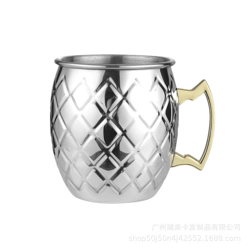 Cross-border hot selling Moscow cup mule cup 304 stainless steel copper-plated hammer point cup bare body cup wine glass cocktail cup