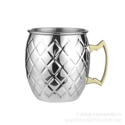 Cross-border hot selling Moscow cup mule cup 304 stainless steel copper-plated hammer point cup bare body cup wine glass cocktail cup
