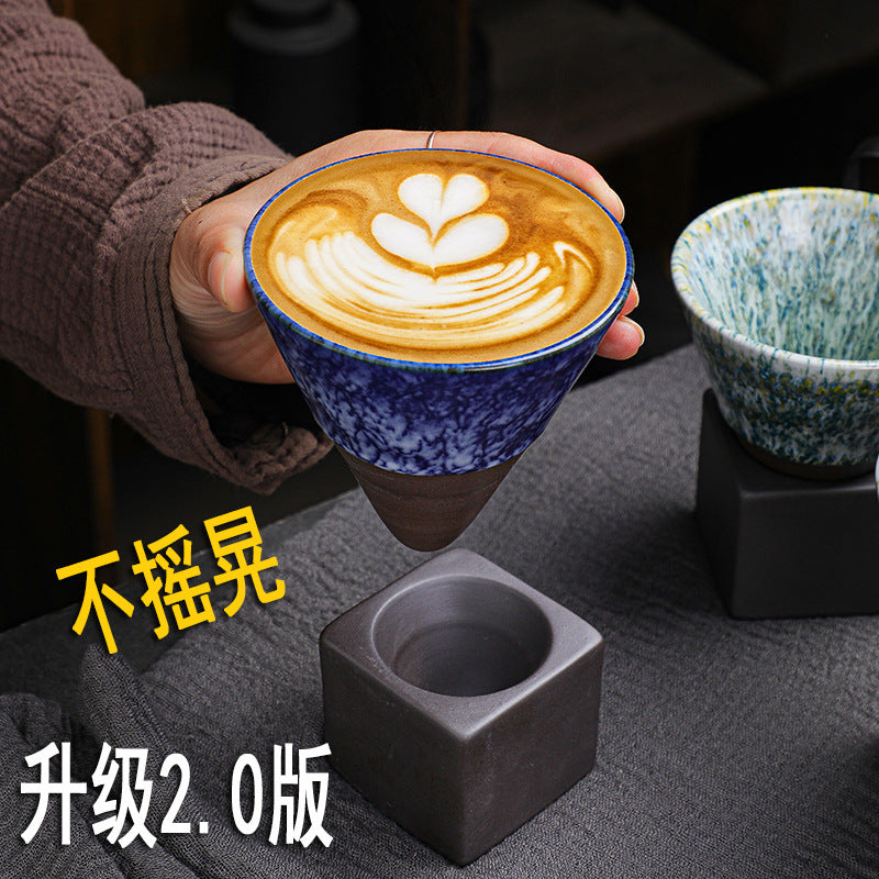 Amazon explosive ceramic espresso cup creative hand-painted glazed tea cup with base stoneware personal water cup