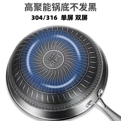 Honeycomb non-stick 304 stainless steel frying pan non-stick pan uncoated cooking pan frying pan pan with honeycomb non-stick