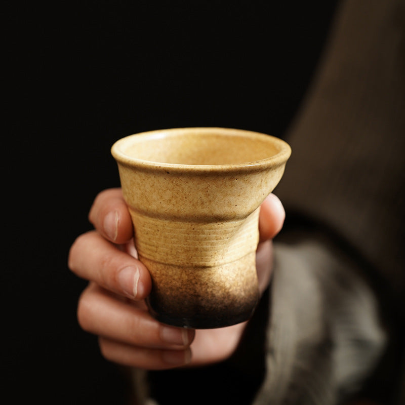 90ml espresso cup cross-border creative retro stoneware hand-kneaded wrinkled cup latte cup medieval ceramic tea cup
