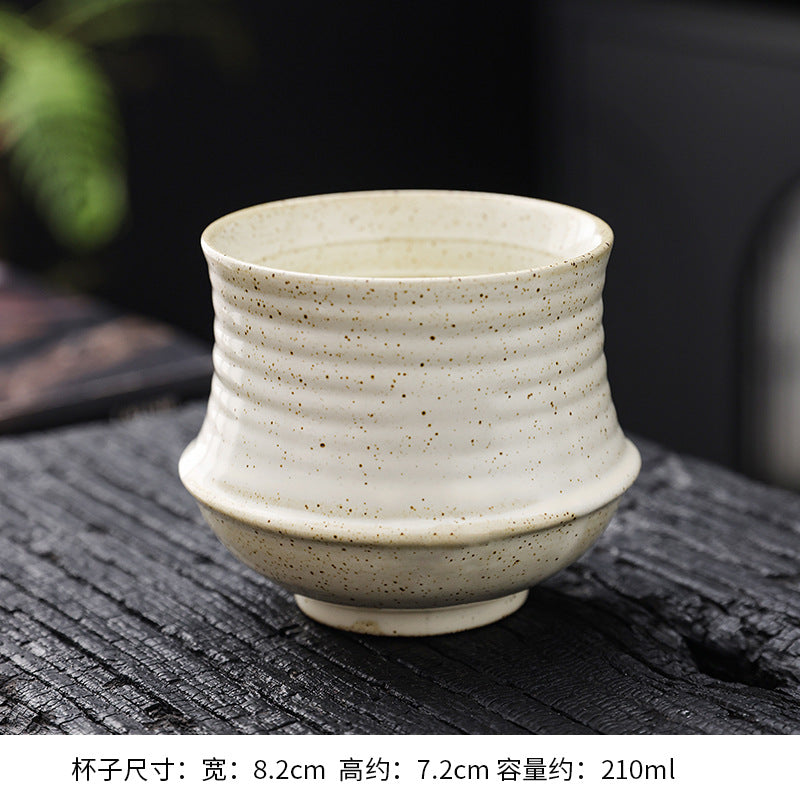 Cross-border retro coarse ceramic coffee cup and saucer set, American style personalized hand-pulled flower mug, household tea cup wholesale.