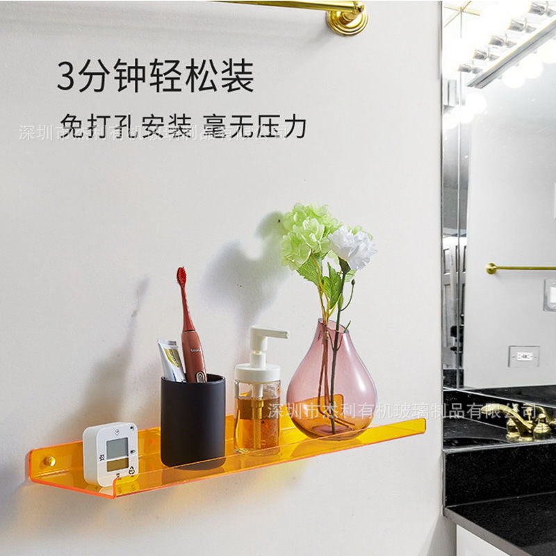 Acrylic rack color wall-mounted punch-free storage rack kitchen bathroom bedroom wall partition rack
