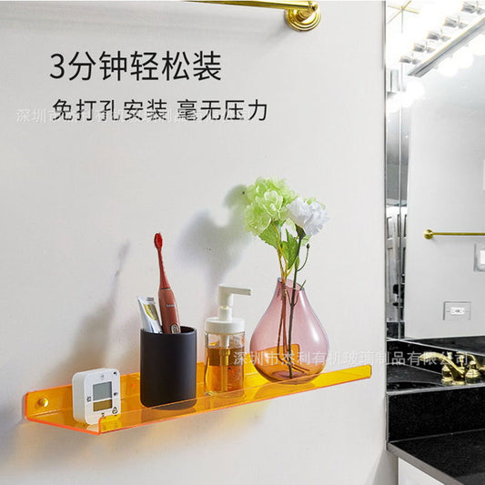 Acrylic rack color wall-mounted punch-free storage rack kitchen bathroom bedroom wall partition rack