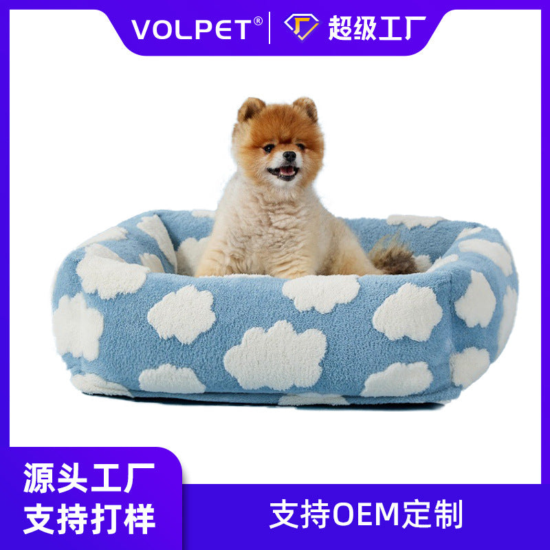 Pet factory direct sales, pet supplies, Amazon best-selling pet dog beds, cat beds, all-season warm plush pet beds.