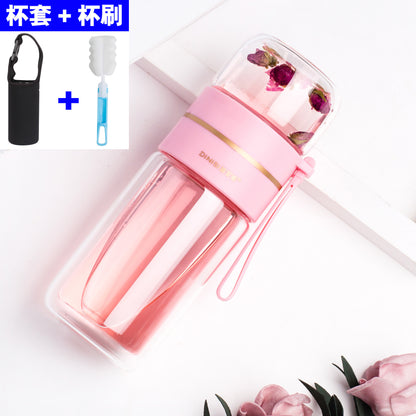 New tea and water separation glass double-layer men's water cup girls portable office tea cup personal tea brewing cup