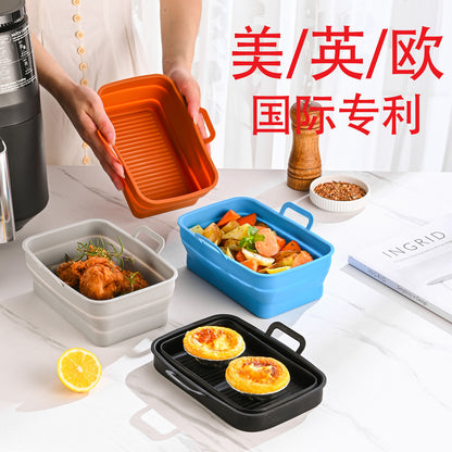 Rectangular air fryer baking tray Ninja DZ201410 double pull basket foldable silicone fryer tray