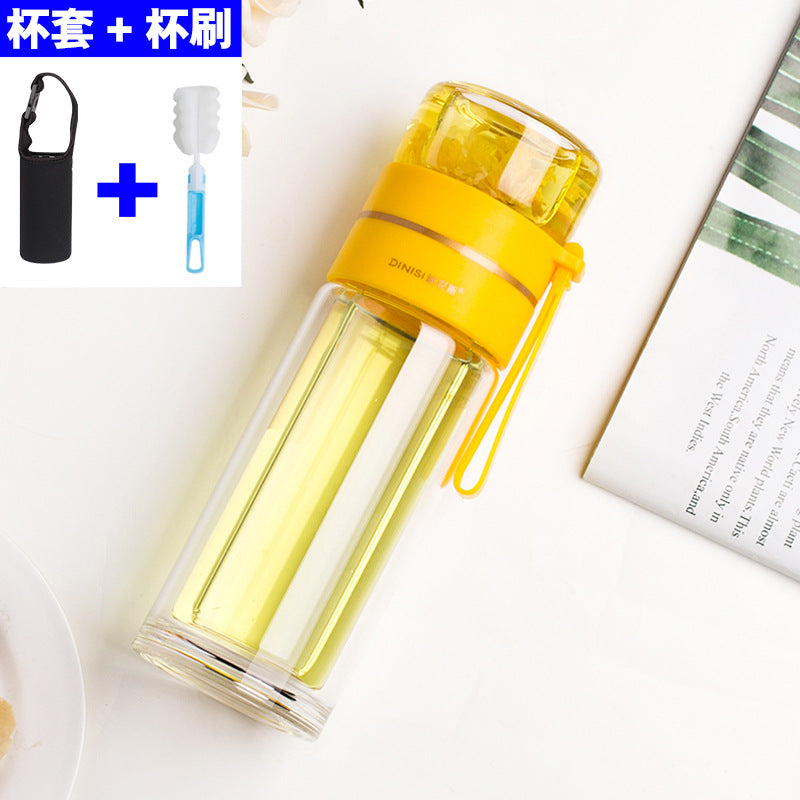 New tea and water separation glass double-layer men's water cup girls portable office tea cup personal tea brewing cup