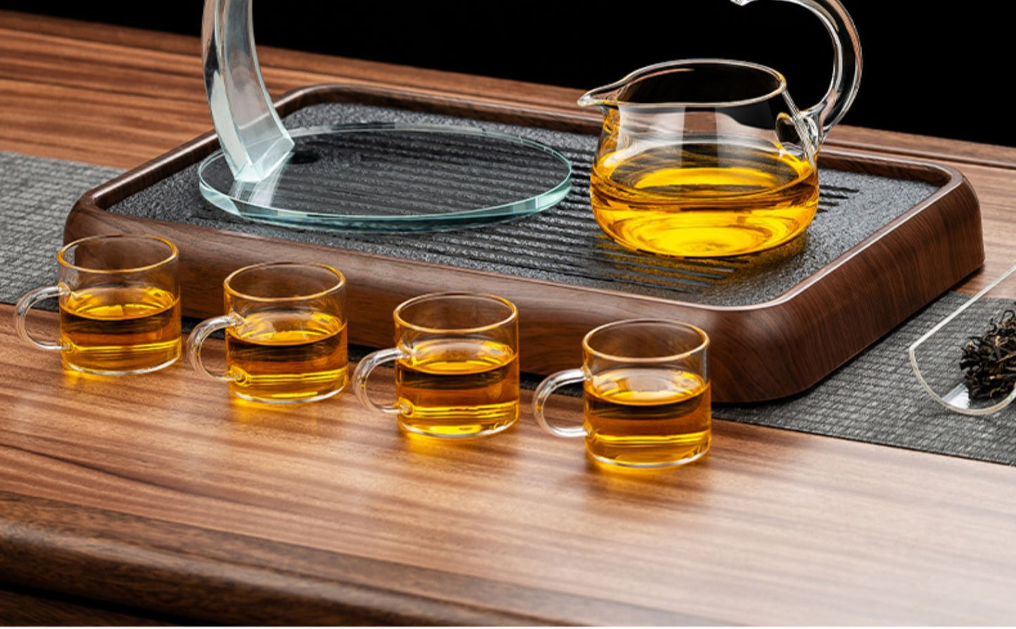 Semi-automatic teapot and tea set, Sky Mirror lazy tea set, deluxe magnetic tea maker for home use.