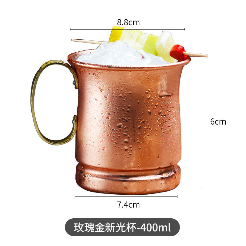 Cross-border hot selling Moscow cup mule cup 304 stainless steel copper-plated hammer point cup bare body cup wine glass cocktail cup