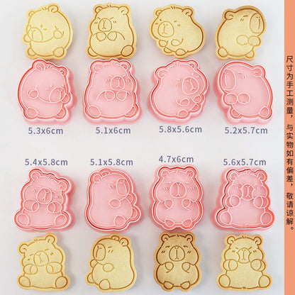 Capybara cartoon cookie cutter, household 3D pressing and cutting mold, fondant baking tool