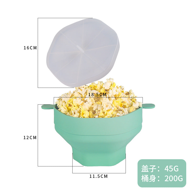 Silicone popcorn bucket with handle silicone popcorn bowl microwave oven foldable popcorn bucket