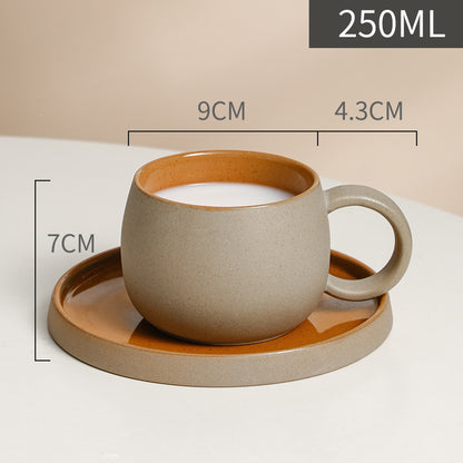 Coffee cup set ceramic retro stoneware Japanese mug saucer combination wholesale Nordic afternoon tea breakfast cup