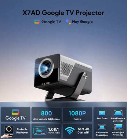 HOTACK X DIGIBAL X7AD 800 ANSI LUMENS GOOGLE TV 360° Rotation Lightweight Entry-Level 1080p HD Projector - International Version [Hong Kong Authentic with One-Year Warranty] | NETFLIX Certified
