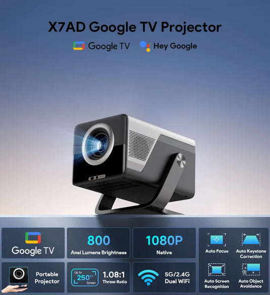 HOTACK X DIGIBAL X7AD 800 ANSI LUMENS GOOGLE TV 360° Rotation Lightweight Entry-Level 1080p HD Projector - International Version [Hong Kong Authentic with One-Year Warranty] | NETFLIX Certified