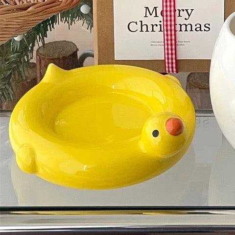 Korean-style inS-style cute little yellow duck coffee cups, plates, breakfast cups, water cups, creative underglaze ceramic cups